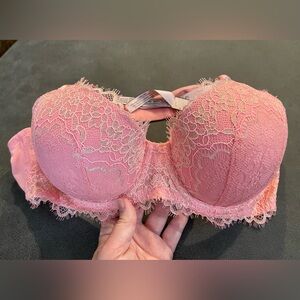 Victoria's Secret Pink and Gold Lace Bra 38B